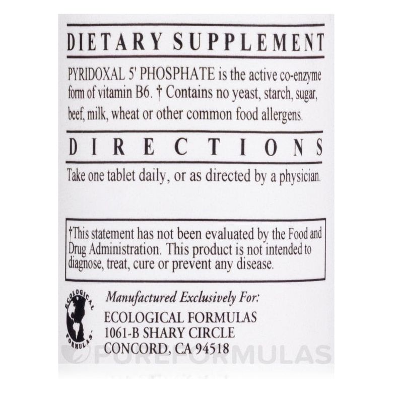 Ecological Formulas Pyridoxal - 5 - Phosphate 100 Tablets - The Oasis of Health