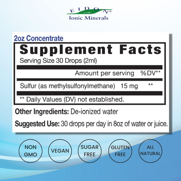 Eidon Ionic Minerals Liquid Sulfur Concentrate 2 Oz Bottle - The Oasis of Health