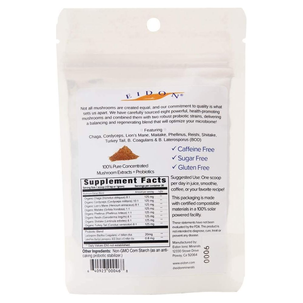 Eidon SuperBiome Mushrooms and Probiotics Powder 1.08 Ounce - EI0045 - The Oasis of Health