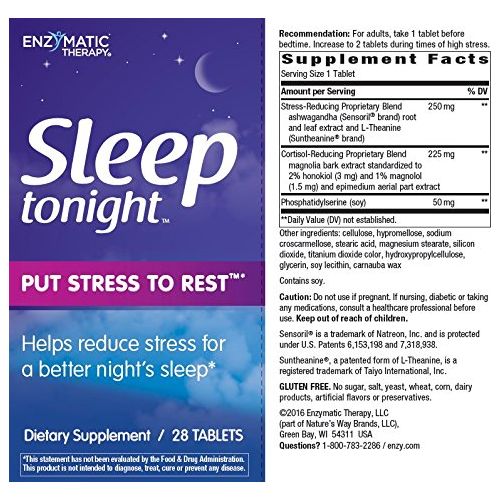 Enzymatic Therapy Sleep Tonight!? 28 tabs ( Multi - Pack) - The Oasis of Health