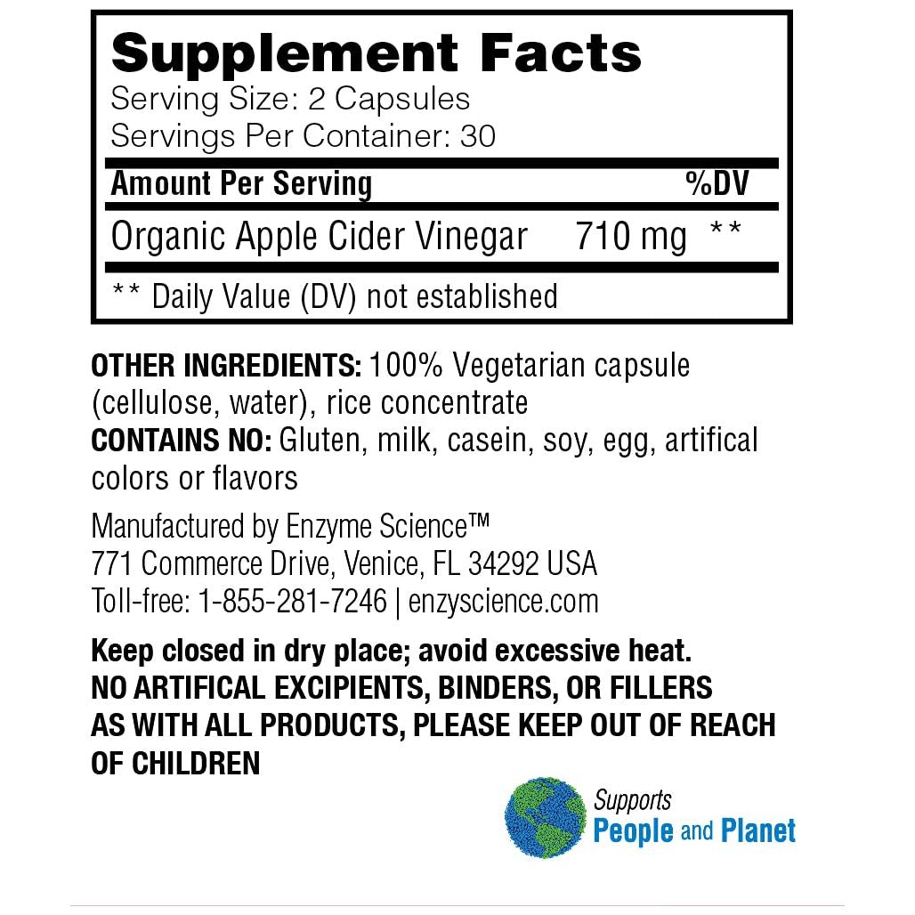 Enzyme Science Apple Cider Vinegar 60 cap - The Oasis of Health