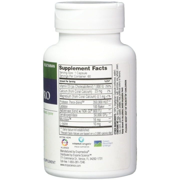 Enzyme Science Enzyme Defense Pro, 60 Capsules?Immunity Support Supplement ? Formulated with Vitamin D3, L - Lysine, Calcium, and Protease?Enzyme Digestion Support ?Immune System - The Oasis of Health
