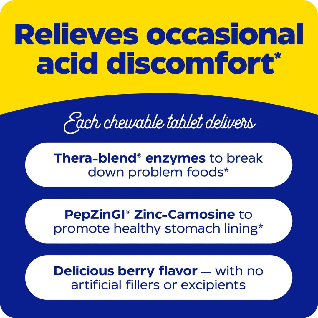 Enzymedica - Chewable Acid Soothe, Supports the Relief of Occasional Heartburn + Indigestion, 30 count - The Oasis of Health