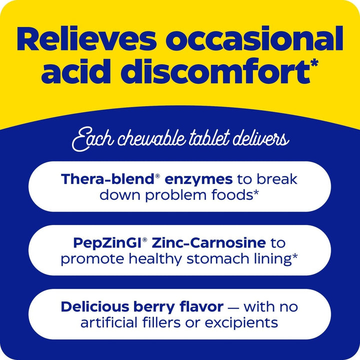 Enzymedica - Chewable Acid Soothe, Supports the Relief of Occasional Heartburn + Indigestion, 30 count - The Oasis of Health