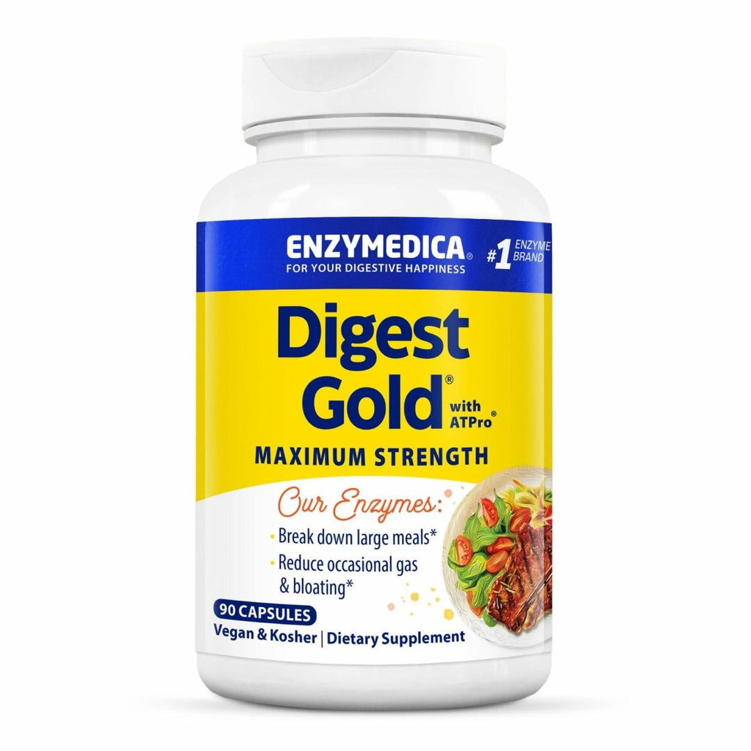 Enzymedica Digest Gold + ATPro, Maximum Strength, Fast - Acting, Helps Digest Large Meals, Prevents Bloating and Gas, 90 Count (FFP) - The Oasis of Health