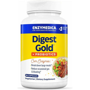 Enzymedica Digest Gold + Probiotics, 2 - in - 1 Formula for Gut Health, Digestive Enzymes & 1.5 Billion Active Probiotic Cultures, 90 Count - The Oasis of Health