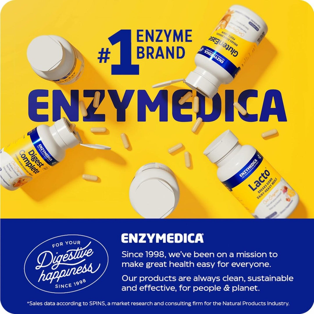 Enzymedica GlutenEase, Digestive Enzymes for Food Intolerance, Offers Fast Acting Gas &amp; Bloating Relief, 60 Count - The Oasis of Health