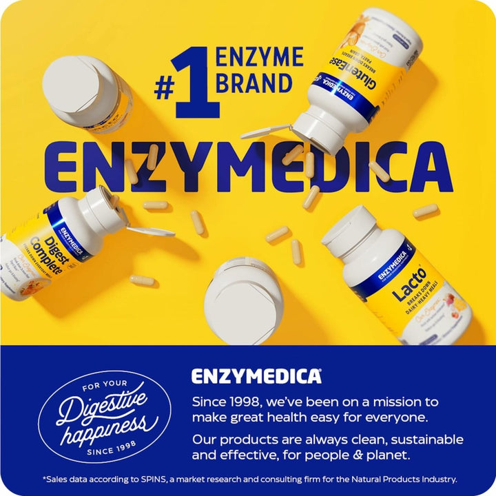 Enzymedica GlutenEase, Digestive Enzymes for Food Intolerance, Offers Fast Acting Gas &amp; Bloating Relief, 60 Count - The Oasis of Health
