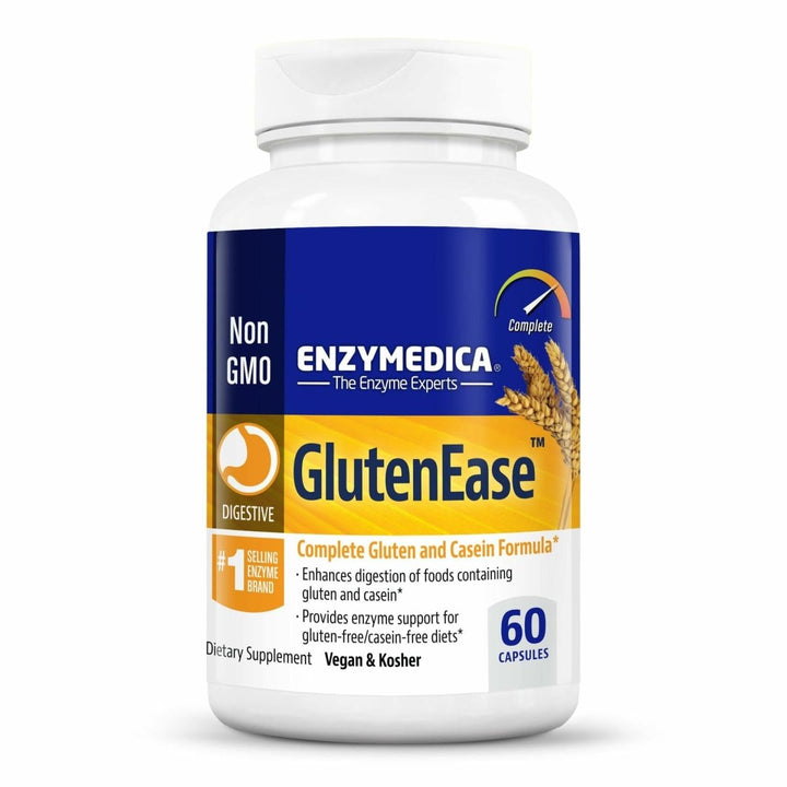 Enzymedica GlutenEase, Digestive Enzymes for Food Intolerance, Offers Fast Acting Gas &amp; Bloating Relief, 60 Count - The Oasis of Health