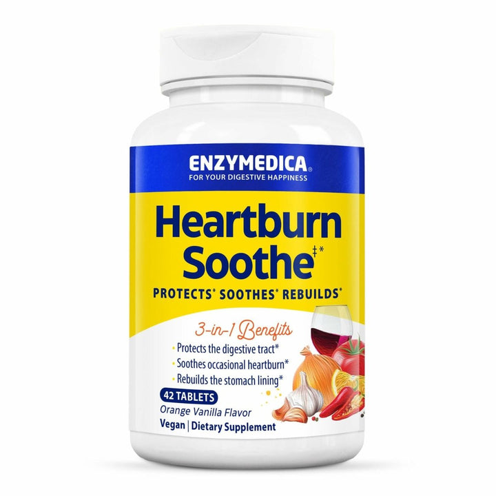 Enzymedica, Heartburn Soothe, Fast - Acting Digestive Aid, Vanilla Orange, 42 Chews (21 Servings) - The Oasis of Health