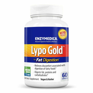 Enzymedica Lypo Gold, Digestive Enzymes for Fat Digestion, Offers Fast Acting Gas & Bloating Relief, 60 Count - The Oasis of Health
