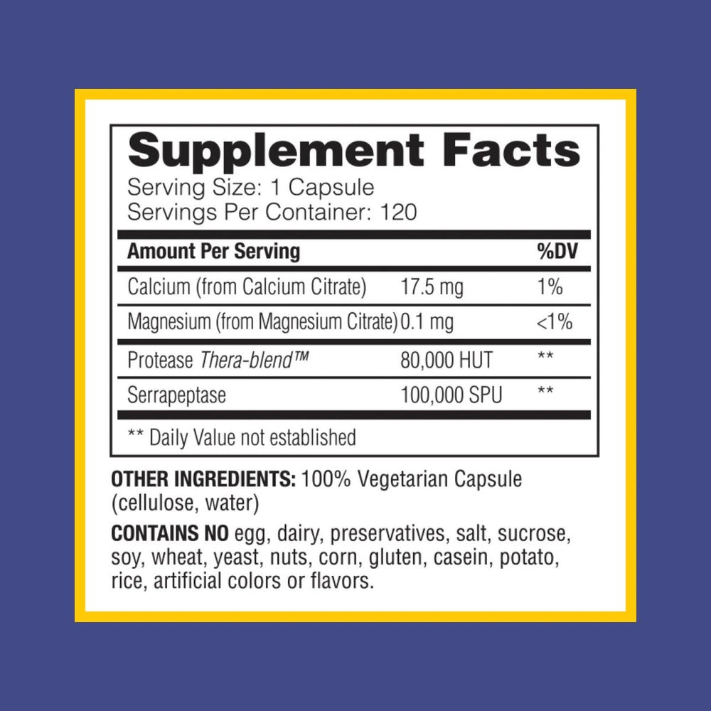 Enzymedica, SerraGold, Supports Recovery, Immune and Cardiovascular System, Natural Supplement, 120 Count (FFP) - The Oasis of Health