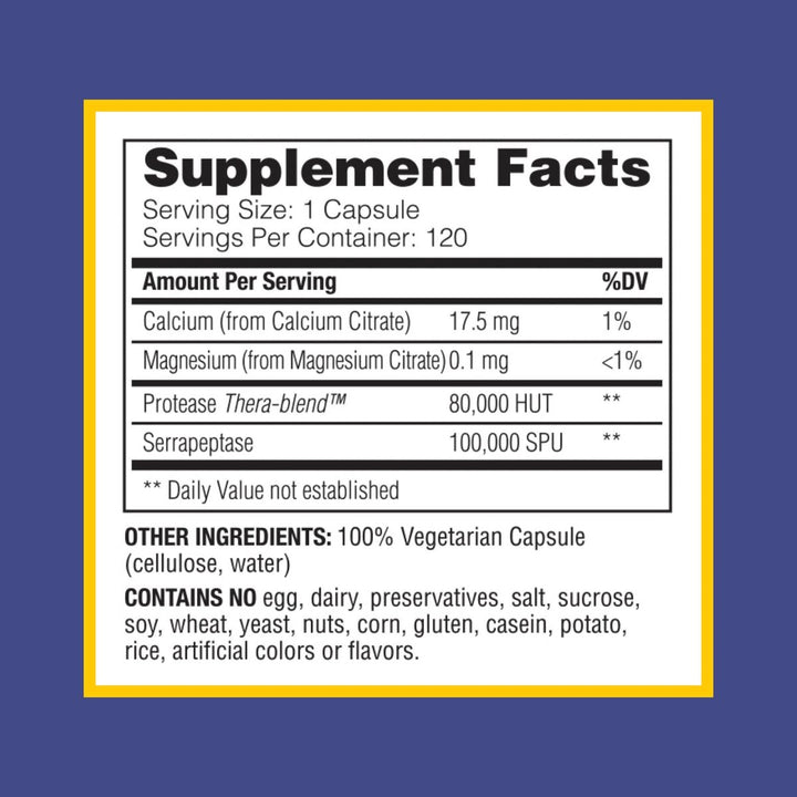 Enzymedica, SerraGold, Supports Recovery, Immune and Cardiovascular System, Natural Supplement, 120 Count (FFP) - The Oasis of Health