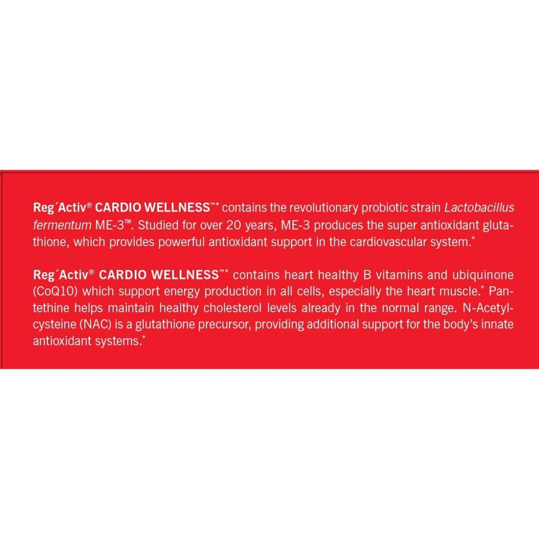 reg activ glutathione Reg'Activ Cardio Wellness with Producing Lactobacillus fermentum ME-3, Pantethine and CoQ10 Essential Formulas - Reg'Activ Cardio