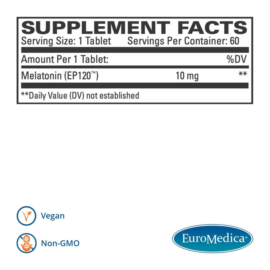 Euromedica Melatonin 10mg - 60 Sustained Release Tablets - Supports Rest, Immune Function &amp; Cellular Health - Non - GMO, Vegan, Gluten Free - 60 Servings - The Oasis of Health