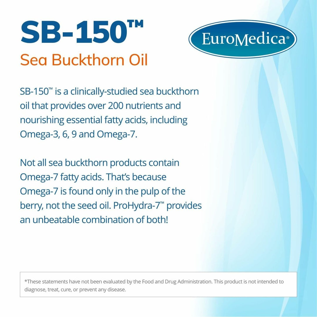 EuroMedica ProHydra - 7 - Skin Health Support Supplement with Omega - 7 Sea Buckthorn Oil - Nutritional Supplement - Essential Fatty Acid Supplement - 60 Softgels (2 Pack) - The Oasis of Health