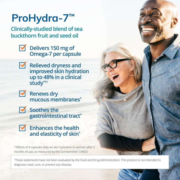 EuroMedica ProHydra - 7 - Skin Health Support Supplement with Omega - 7 Sea Buckthorn Oil - Nutritional Supplement - Essential Fatty Acid Supplement - 60 Softgels (2 Pack) - The Oasis of Health