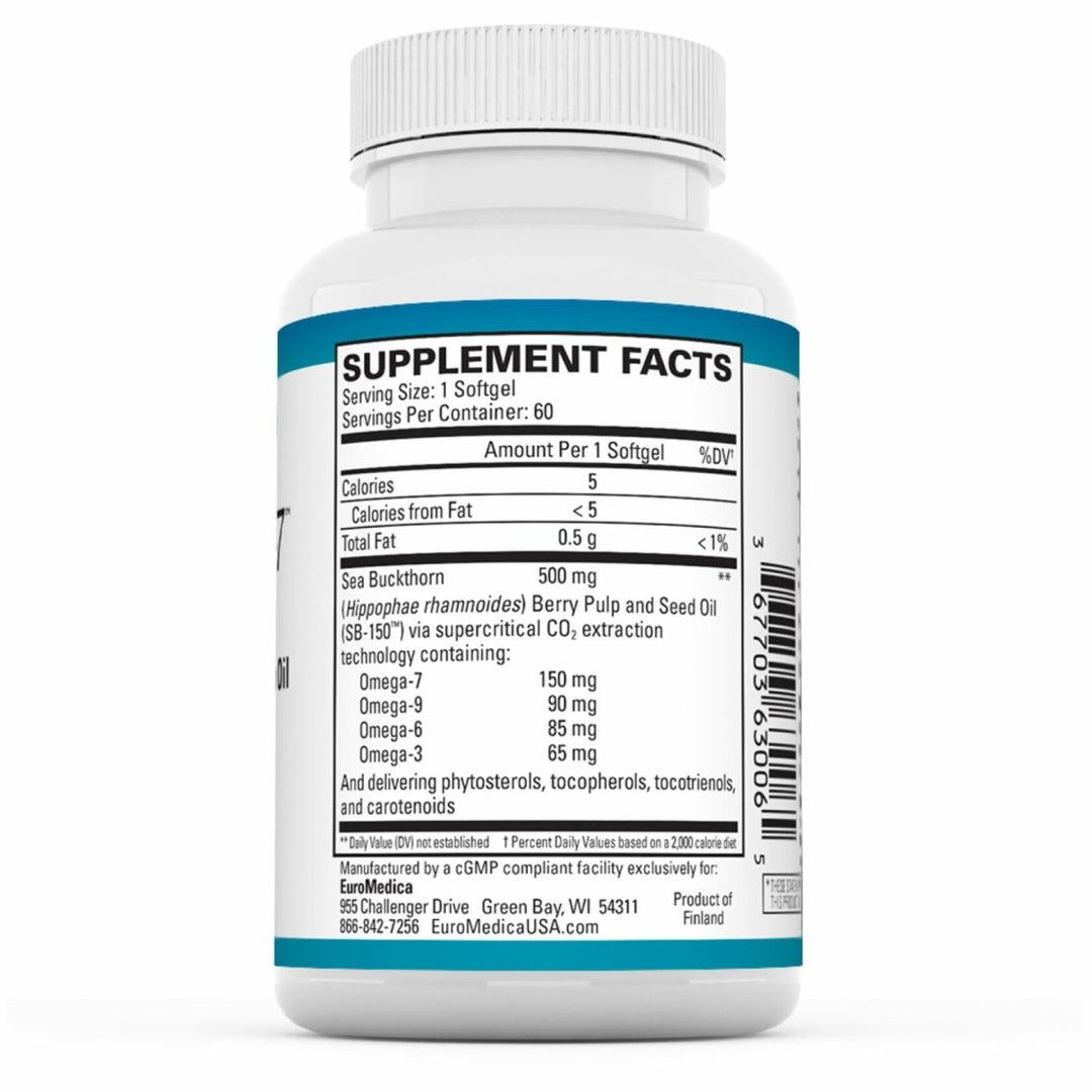 EuroMedica ProHydra - 7 - Skin Health Support Supplement with Omega - 7 Sea Buckthorn Oil - Nutritional Supplement - Essential Fatty Acid Supplement - 60 Softgels (2 Pack) - The Oasis of Health