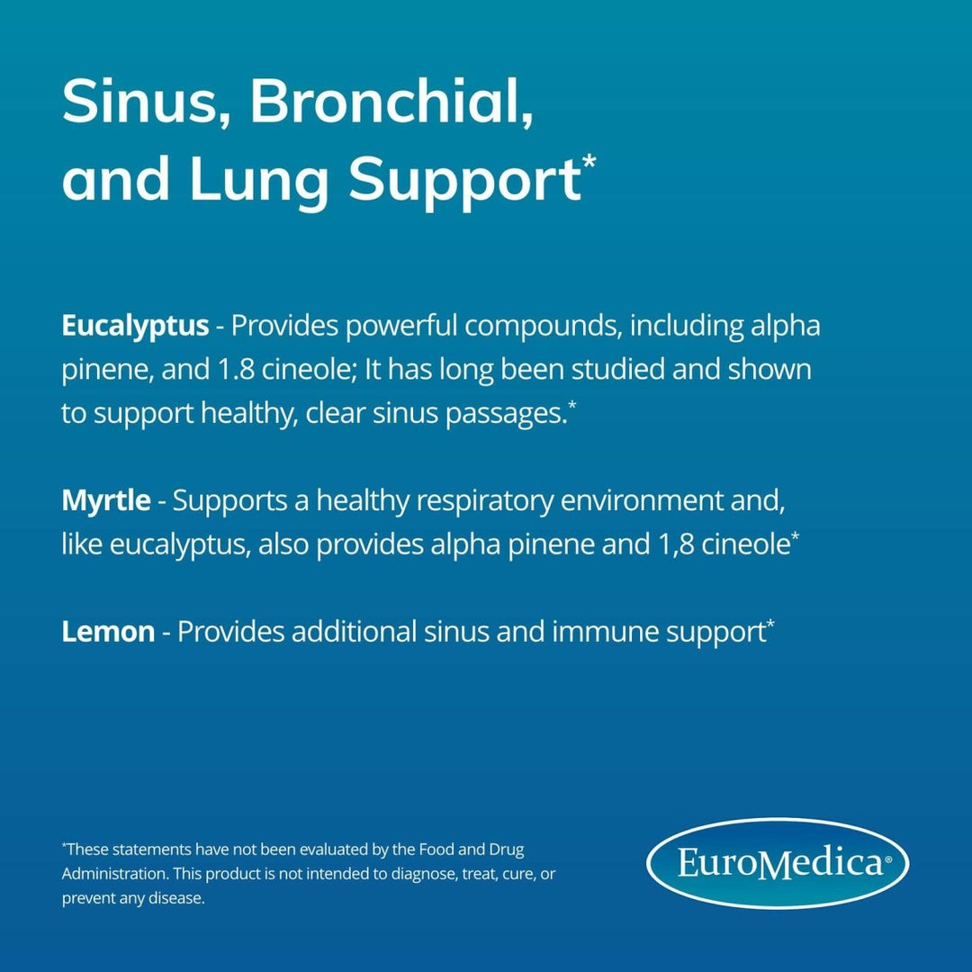 Euromedica Sinutol Extra Strength - Dietary Supplement with Eucalyptus & Myrtle - Immune & Lung Health Support - Supplement Formula to Aid Sinus Health - 30 Enteric - Coated Softgels - The Oasis of Health