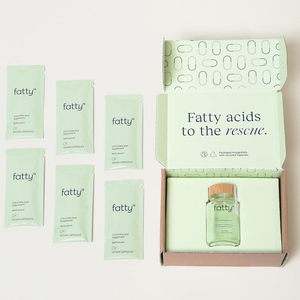 Fatty15 C15:0 Pentadecanoic Acid Supplement The Longevity Nutrient - 180 Vegan Capsules - 3X Cellular Benefits of Fish Oil Omega 3 Supplements - Gut Health, Liver Support, & Mitochondrial Health - The Oasis of Health