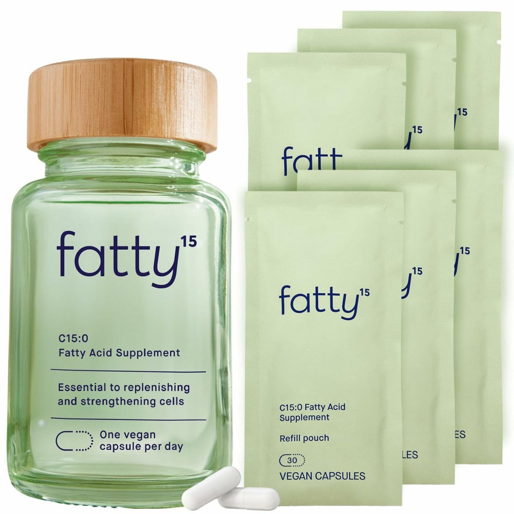 Fatty15 C15:0 Pentadecanoic Acid Supplement The Longevity Nutrient - 180 Vegan Capsules - 3X Cellular Benefits of Fish Oil Omega 3 Supplements - Gut Health, Liver Support, & Mitochondrial Health - The Oasis of Health