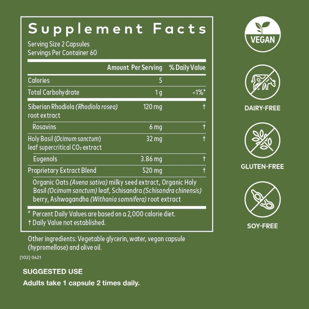 Gaia Herbs Adrenal Health Daily Support - 120 Liquid Phyto - Capsules - The Oasis of Health