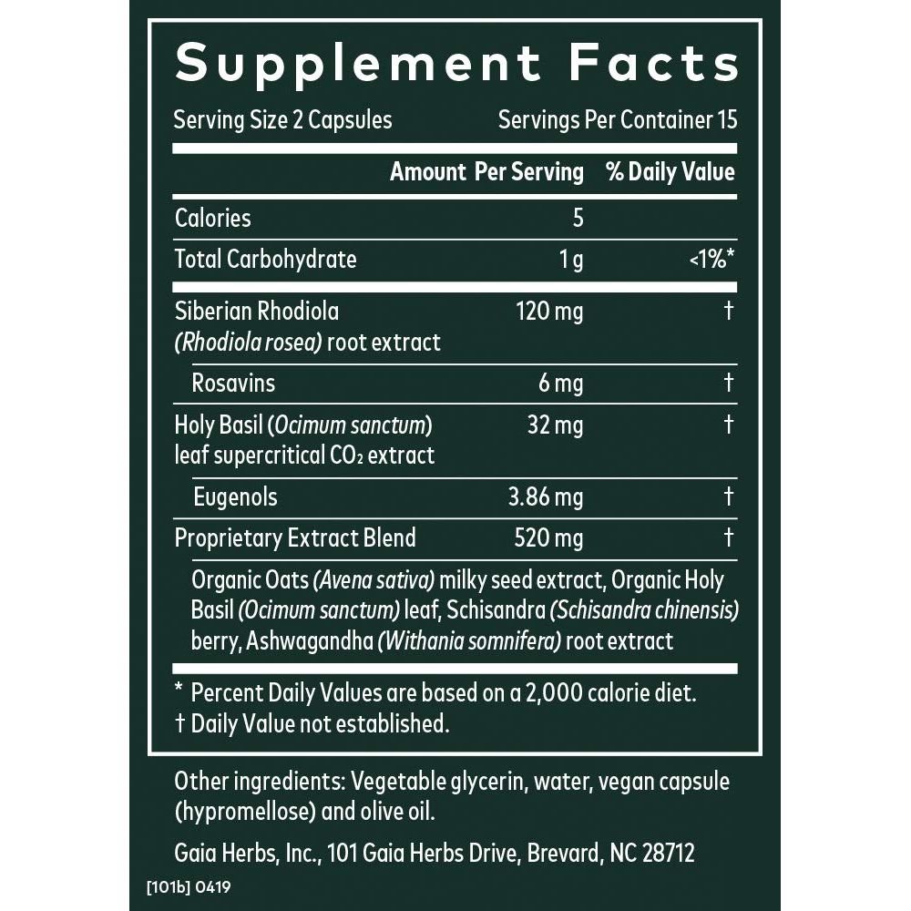 Gaia Herbs Adrenal Health Daily Support HPA Stress Response and Axis Management - The Oasis of Health