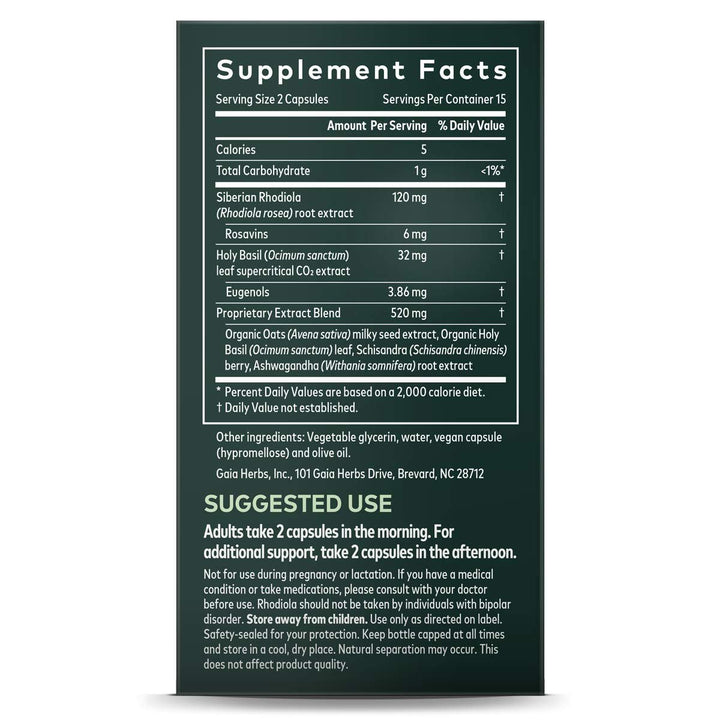 Gaia Herbs Adrenal Health Daily Support HPA Stress Response and Axis Management - The Oasis of Health