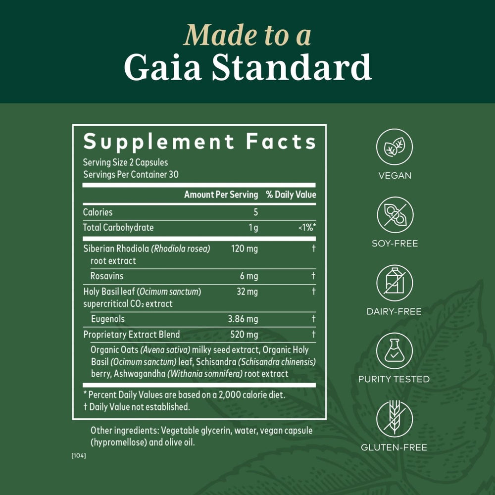 Gaia Herbs Adrenal Health Daily Support HPA Stress Response and Axis Management - The Oasis of Health