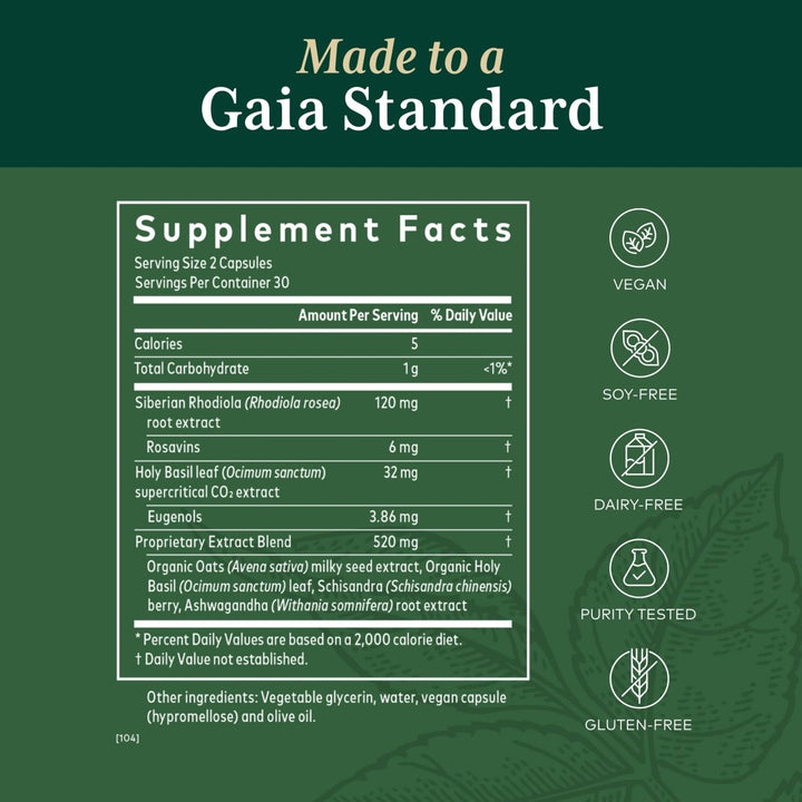 Gaia Herbs Adrenal Health Daily Support HPA Stress Response and Axis Management - The Oasis of Health