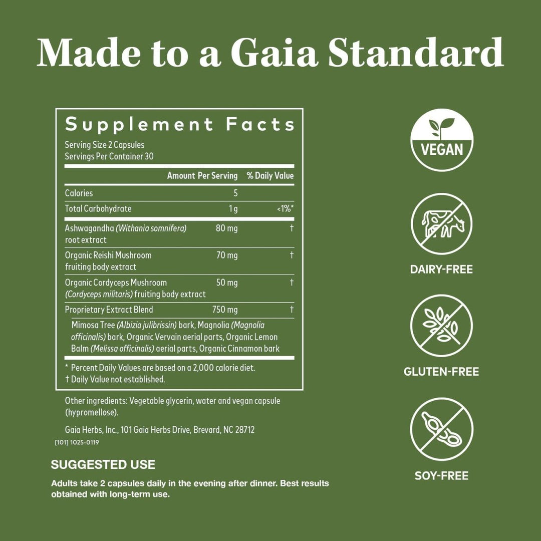 Gaia Herbs Adrenal Health Nightly Restore - 120 Vegan Liquid Phyto - Capsules (60 Servings) - The Oasis of Health