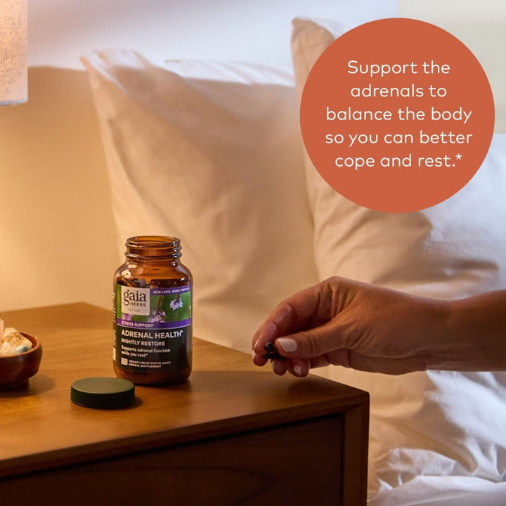 Gaia Herbs Adrenal Health Nightly Restore - 120 Vegan Liquid Phyto - Capsules (60 Servings) - The Oasis of Health