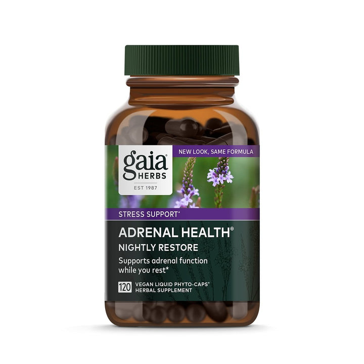 Gaia Herbs Adrenal Health Nightly Restore - 120 Vegan Liquid Phyto - Capsules (60 Servings) - The Oasis of Health