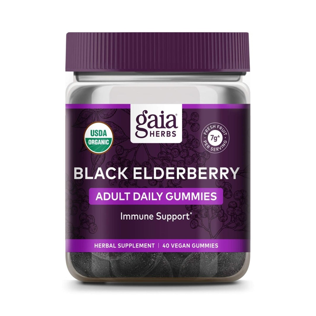 Gaia Herbs, Adult Daily Gummies, Organic, Vegan, Sambucus Black Elderberry Supplement for Daily Immune and Antioxidant Support, 40 Count (Pack of 1) - The Oasis of Health