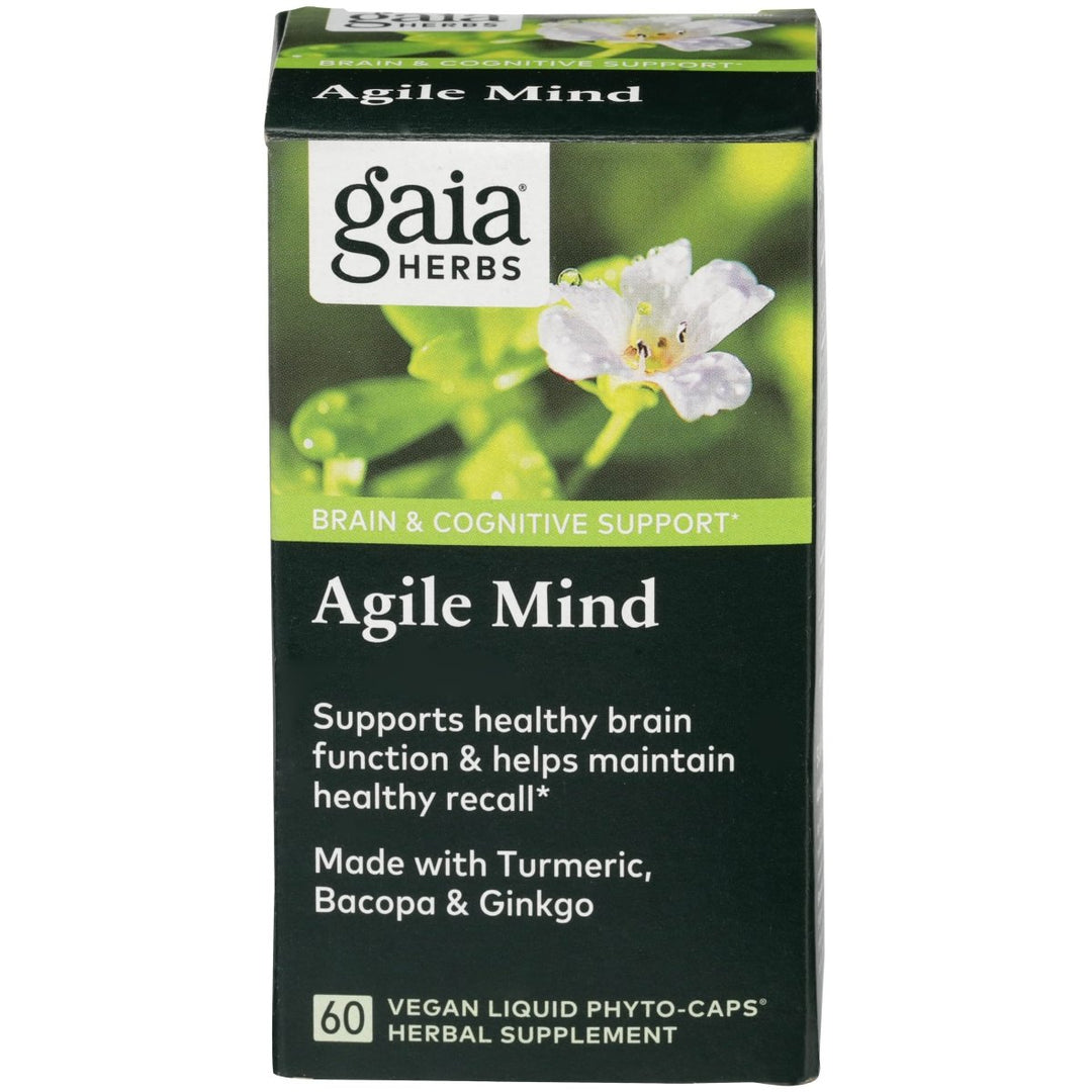 Gaia Herbs Agile Mind - Brain & Cognitive Support Herbal Supplements - with Organic Turmeric Root, Bacopa, Black Pepper, and Ginkgo Biloba - 60 Vegan Liquid Phyto - Capsules (30 - Day Supply) - The Oasis of Health