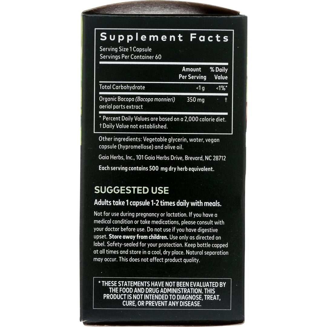 Gaia Herbs Bacopa - Brain and Cognitive Support Herbal Supplement - Made with Bacopa (Bacopa Monnieri) to Help Support a Thriving Mind - 60 Vegan Liquid Phyto - Capsules (Up to 60 - Day Supply) - The Oasis of Health