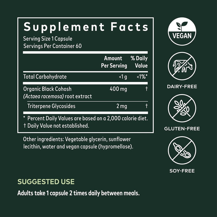 Gaia Herbs Black Cohosh - Menopause Support Supplement to Help Maintain Hormone Balance and Health for Women - with Organic Black Cohosh - 60 Vegan Liquid Phyto - Capsules (30 - Day Supply) - The Oasis of Health