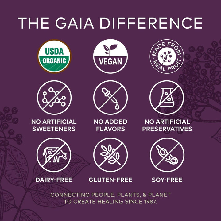 Gaia Herbs Black Elderberry Adult Daily Gummies - Immune Support Gummies with Black Elderberries - Elderberry Supplement to Aid Immune Health - Real Fruit Supplement - 80 Vegan Gummies - The Oasis of Health
