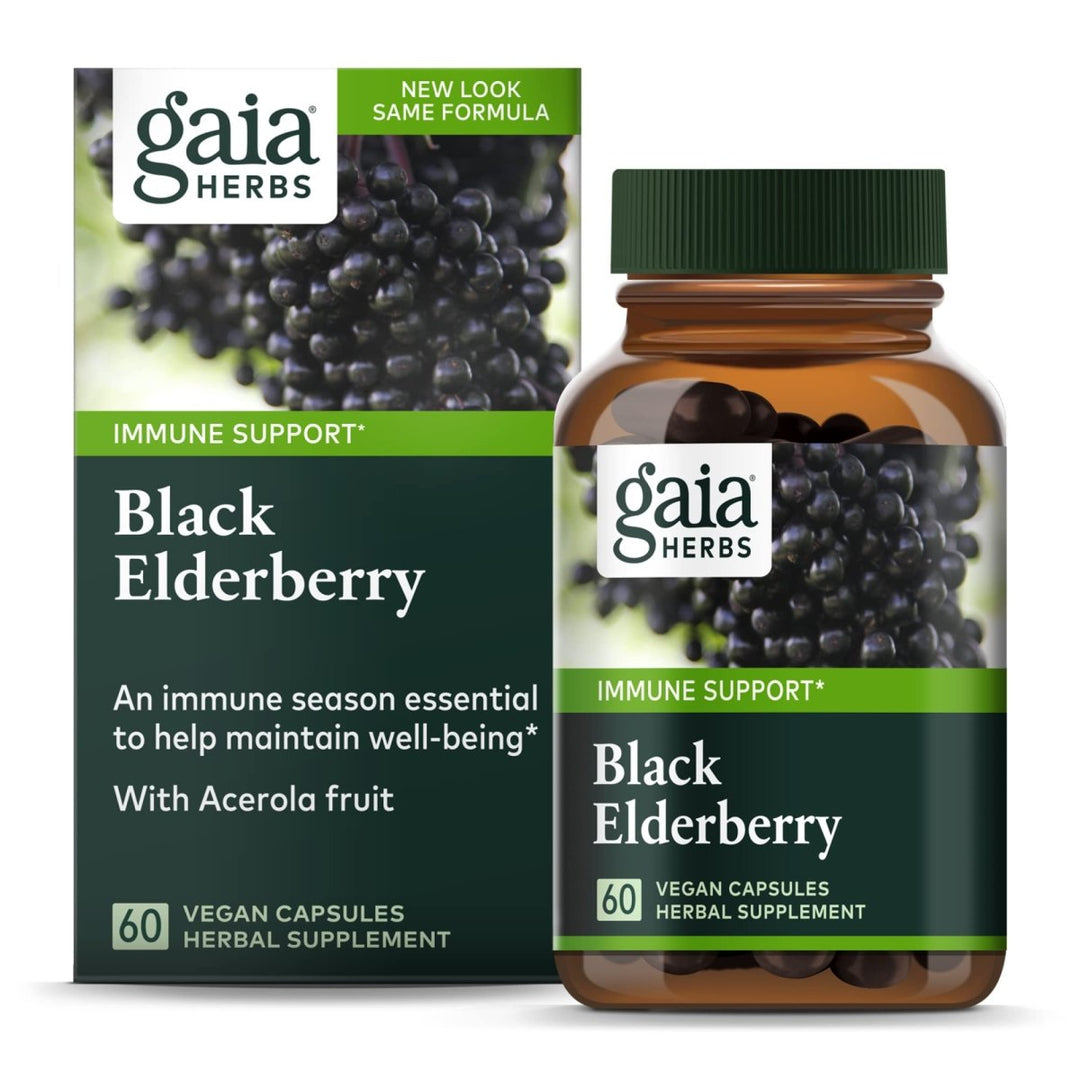 Gaia Herbs Black Elderberry - Daily Immune Support Supplement to Help Maintain Well - Being - with Black Elderberries and Acerola Fruit for Antioxidant Support - 60 Vegan Capsules (30 - Day Supply) - The Oasis of Health
