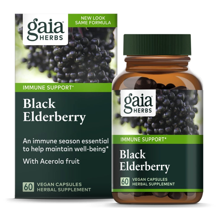 Gaia Herbs Black Elderberry - Daily Immune Support Supplement to Help Maintain Well - Being - with Black Elderberries and Acerola Fruit for Antioxidant Support - 60 Vegan Capsules (30 - Day Supply) - The Oasis of Health