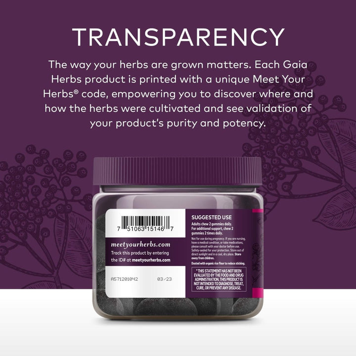 Gaia Herbs Black Elderberry Extra Strength 80 Gummies - The Oasis of Health