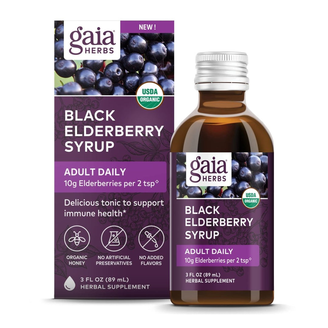 Gaia Herbs Black Elderberry Syrup Adult Daily - Immune Support Supplement - 3 Fl Oz (9 - Day Supply) - The Oasis of Health