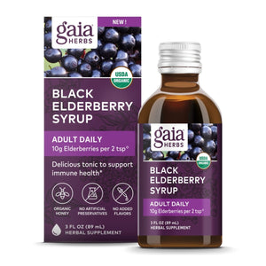 Gaia Herbs Black Elderberry Syrup Adult Daily - Immune Support Supplement - 3 Fl Oz (9 - Day Supply) - The Oasis of Health