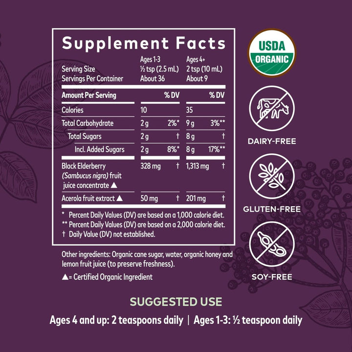 Gaia Herbs Black Elderberry Syrup Adult Daily - Immune Support Supplement - 3 Fl Oz (9 - Day Supply) - The Oasis of Health