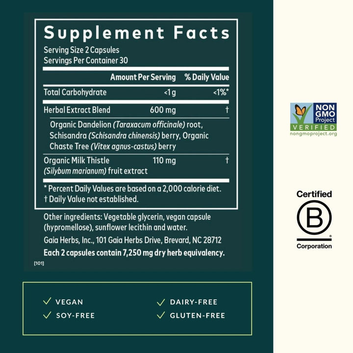 Gaia Herbs Cycle Support - Supports Hormone Balance & PMS Relief - Herbal Supplement with Vitex Berry & Schisandra - Free from Gluten, Dairy & Soy - 60 Vegan Capsules (30 Servings) - The Oasis of Health