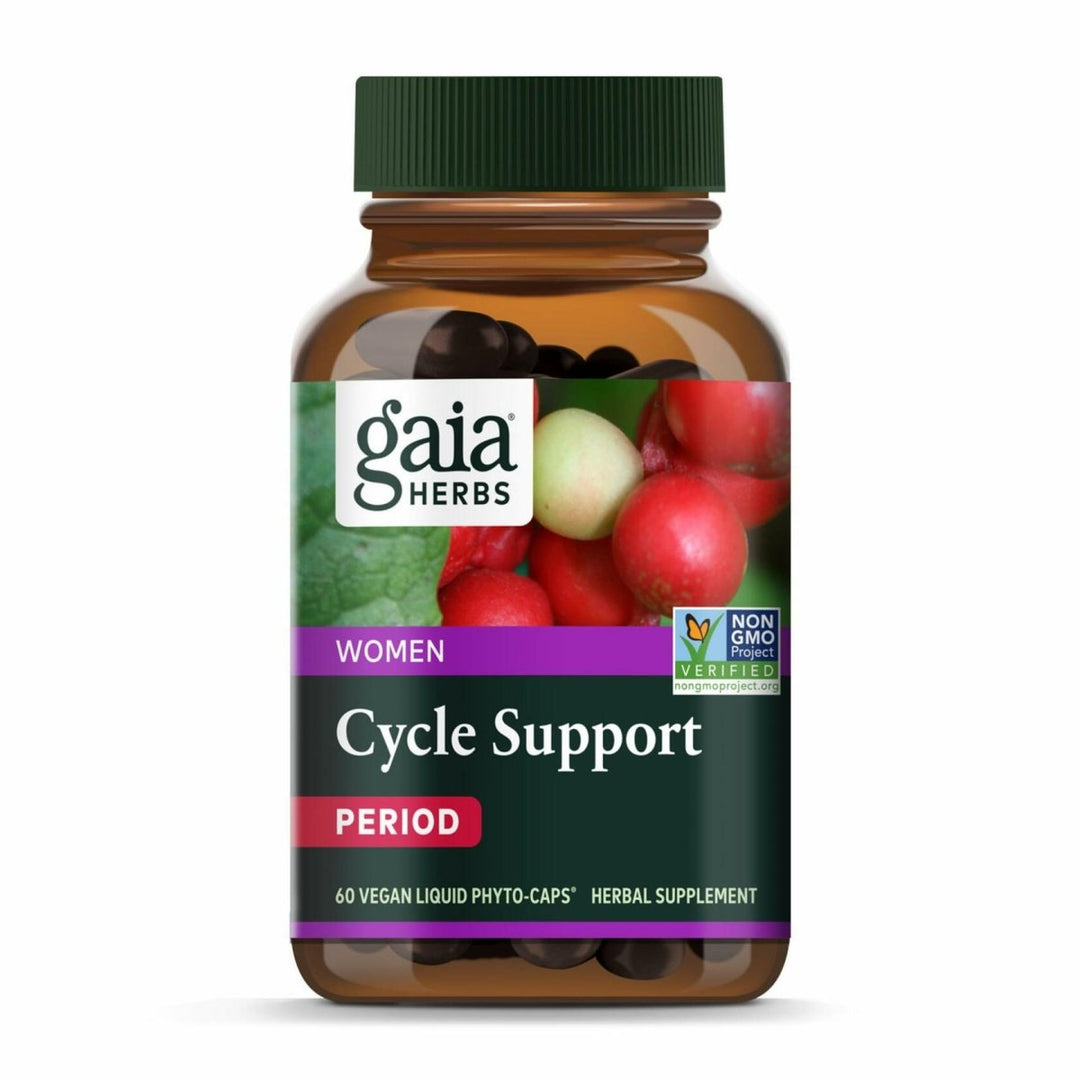 Gaia Herbs Cycle Support - Supports Hormone Balance & PMS Relief - Herbal Supplement with Vitex Berry & Schisandra - Free from Gluten, Dairy & Soy - 60 Vegan Capsules (30 Servings) - The Oasis of Health
