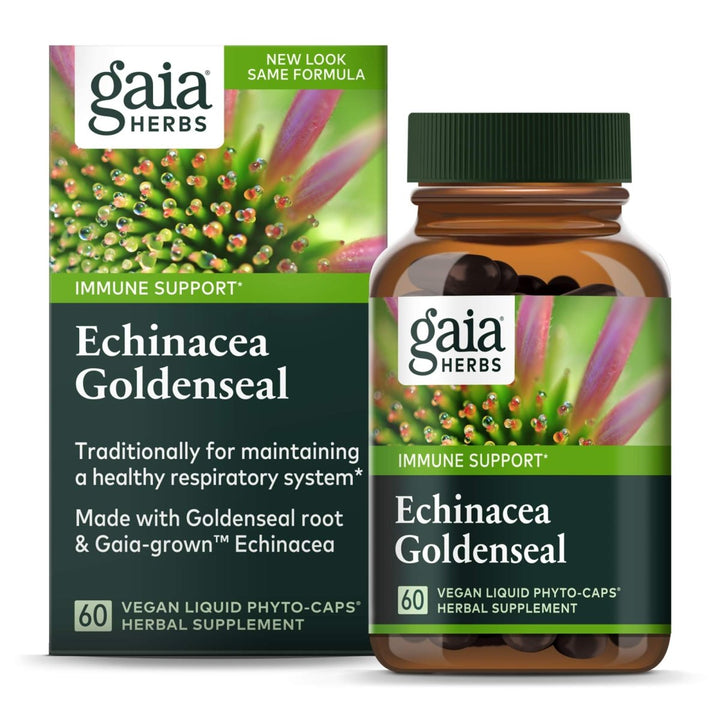 Gaia Herbs Echinacea Goldenseal - Immune & Respiratory Support - 60 Vegan Liquid Phyto - Capsules - The Oasis of Health