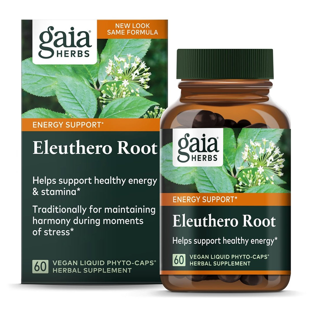 Gaia Herbs Eleuthero Root - Energy, Stamina & Mental Endurance Support - Eleuthero Root (Siberian Ginseng) Adaptogen Herbal Supplement - 60 Vegan Liquid Phyto - Capsules (30 - Day Supply) - The Oasis of Health