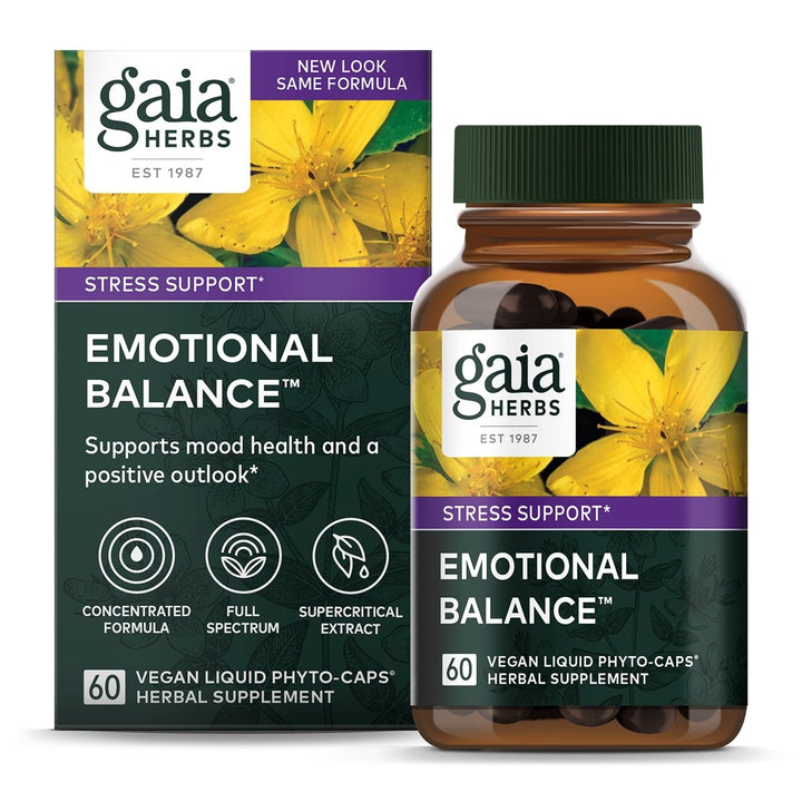 Gaia Herbs Emotional Balance - Stress Support Supplement to Help The Body Cope with Stress - with St. John?s Wort, Passionflower, Vervain, and Oats - 60 Vegan Liquid Phyto - Capsules (20 - Day Supply) - The Oasis of Health