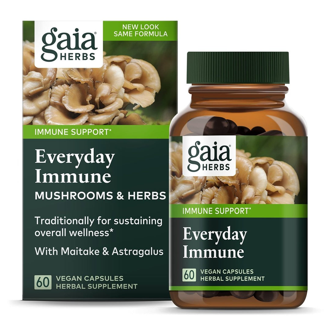 Gaia Herbs Everyday Immune Mushrooms & Herbs - Immune Support Supplement - 60 Vegan Capsules - The Oasis of Health